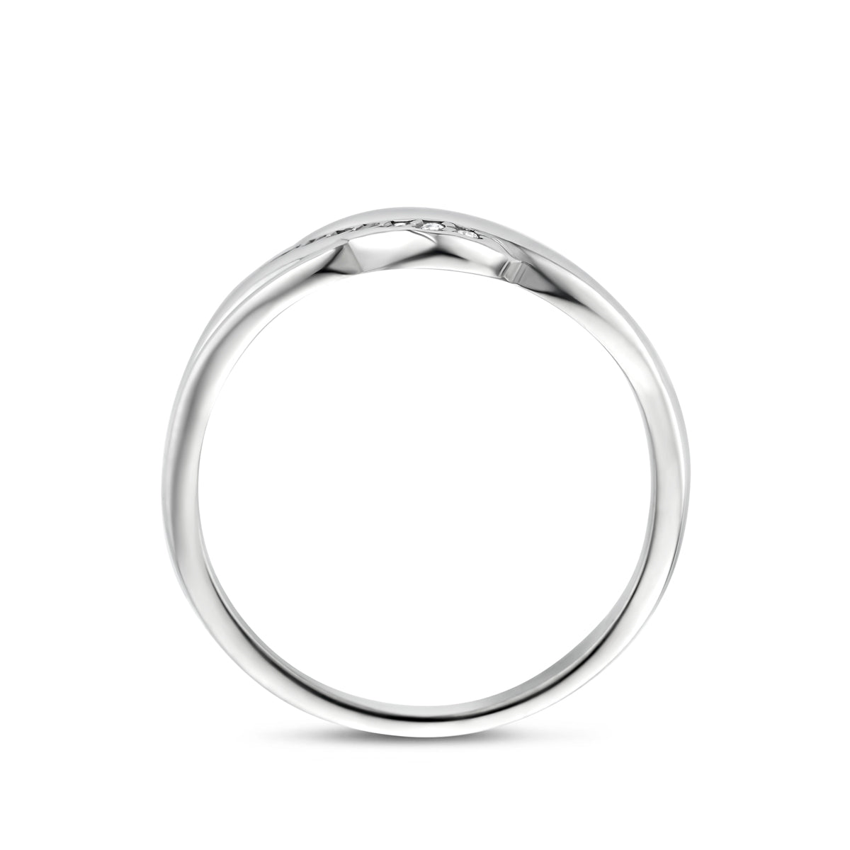 Gerhodineerde zilveren damesring met zirkonia zijaanzicht - City Juwelier
