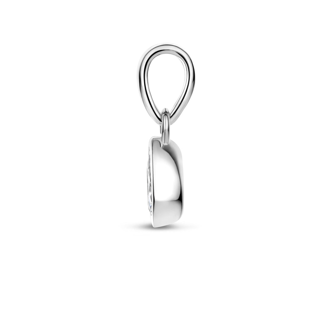 Gerhodineerde zilveren hanger zijaanzicht met schitterende zirkonia - City Juwelier