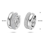 Gerhodineerde zilveren oorbellen met zirkonia - gedetailleerd beeld - City Juwelier