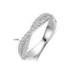 Gerhodineerde zilveren ring met zirkonia detail opname voor dames - City Juwelier