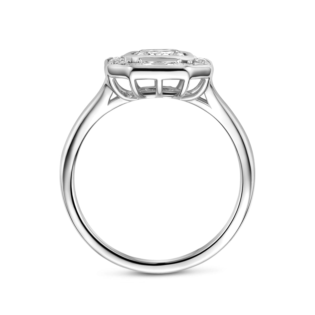 Gerhodineerde zilveren ring voor mannen zijaanzicht met zirkonia - City Juwelier