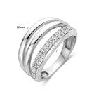 Gerhodineerde zilveren ring voor vrouwen met zirkonia accenten - City Juwelier