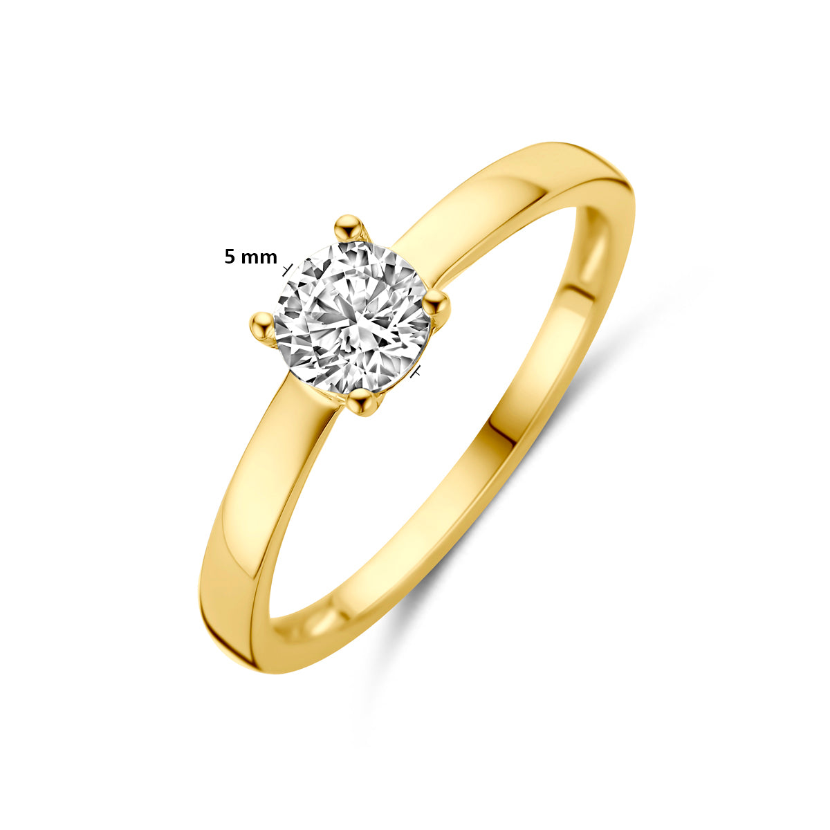 Gold plated zilveren ring zijaanzicht met zirkonia accenten - City Juwelier