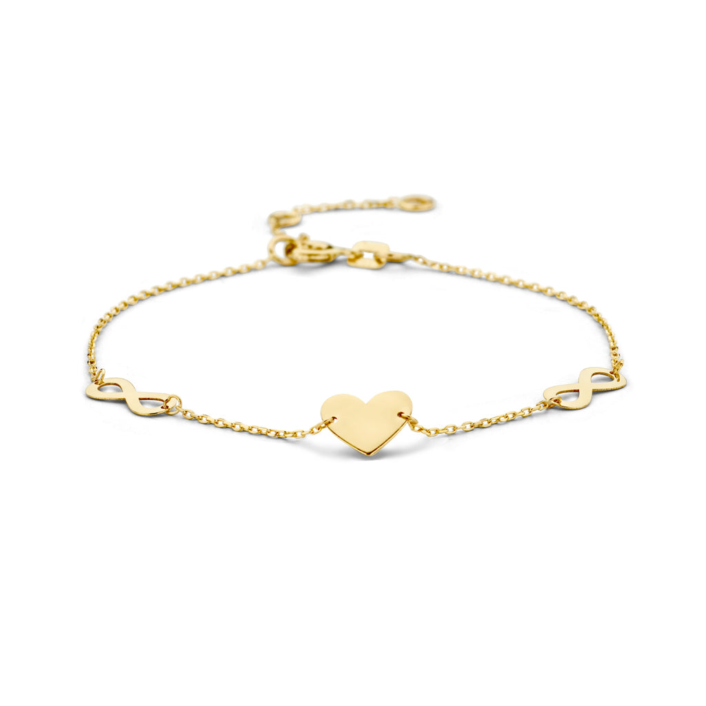 Gouden armband met hart en infinity hangers voor vrouwen - City Juwelier
