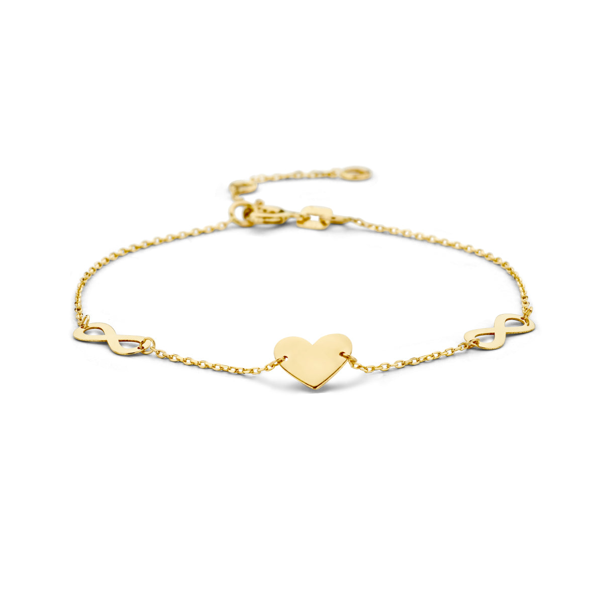 Gouden armband met hart en infinity hangers voor vrouwen - City Juwelier