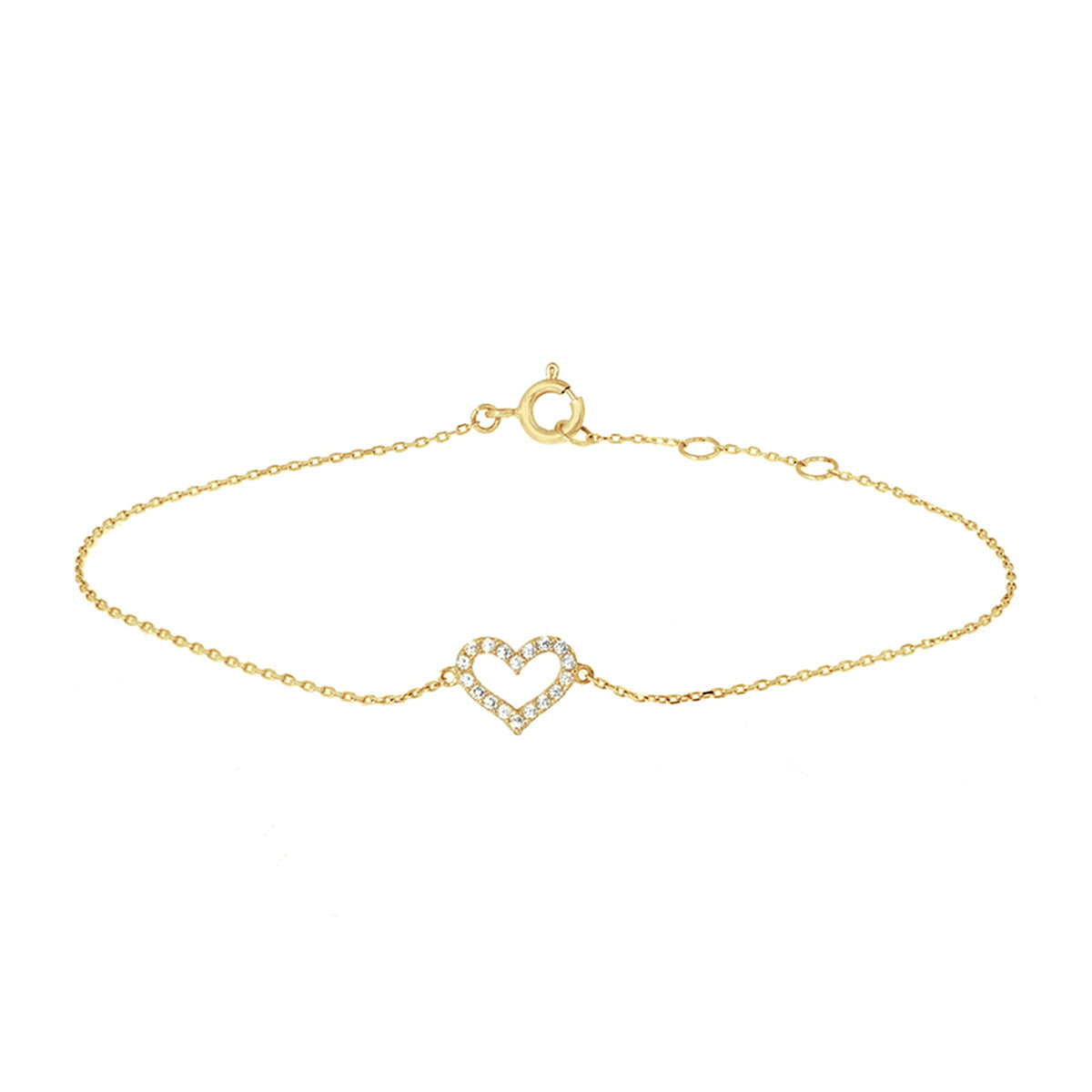 Gouden armband met hart hanger en zirkonia voor vrouwen - City Juwelier