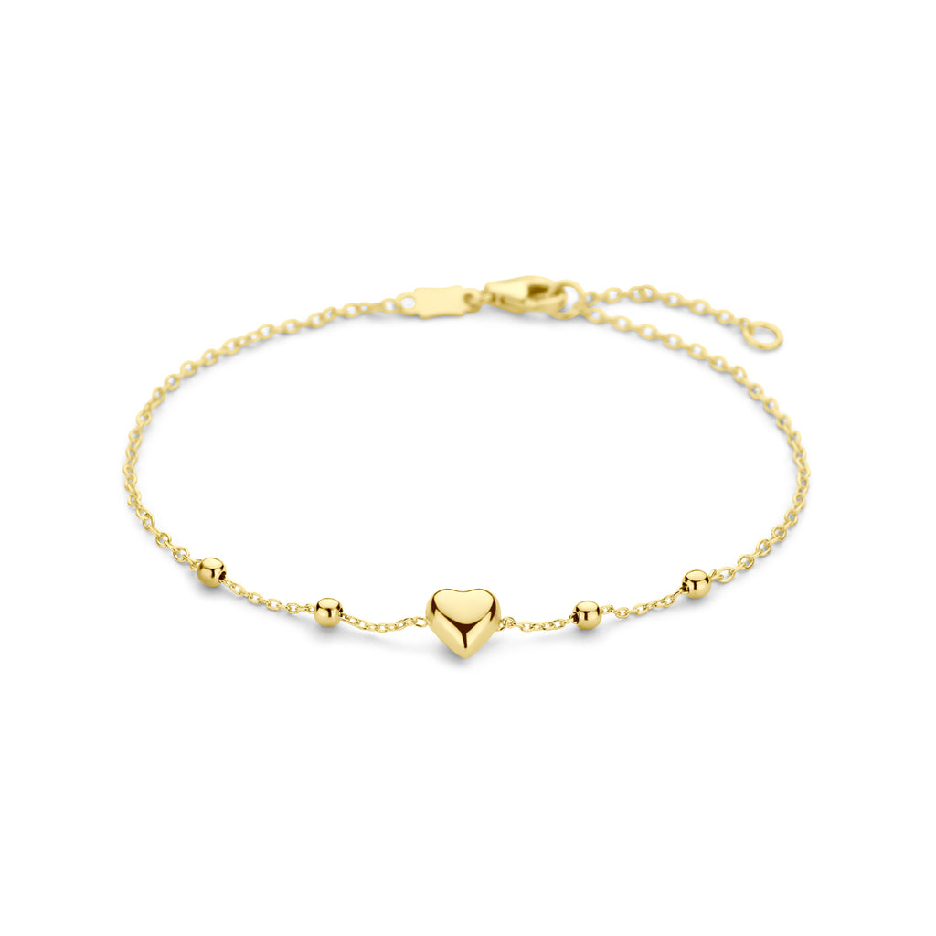 Gouden armband met hartje en bolletjes 14K geelgoud voor vrouwen - City Juwelier