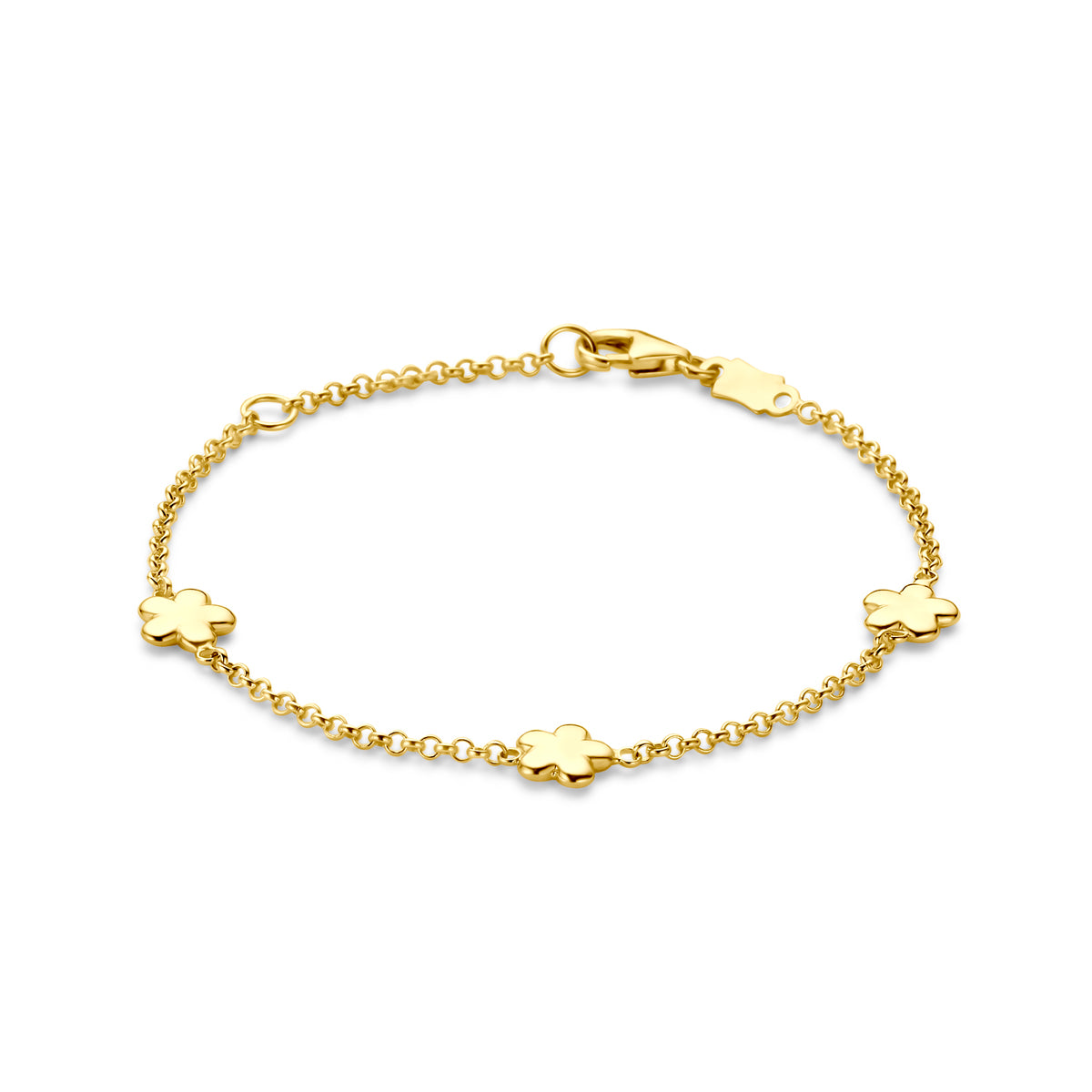 Gouden bloemen armband voor kinderen in 14K geelgoud - City Juwelier