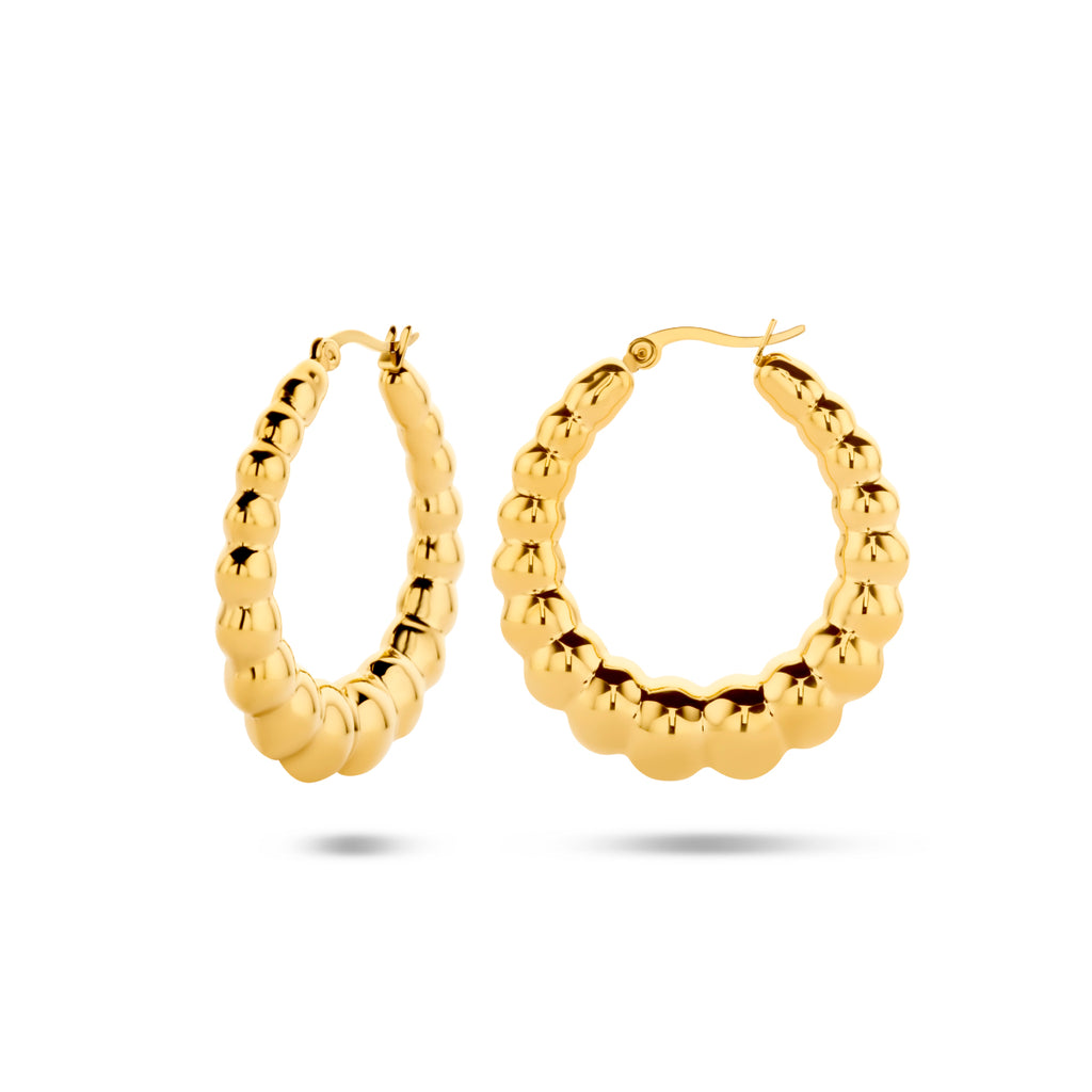 Gouden creolen oorbellen dames zijaanzicht - City Juwelier