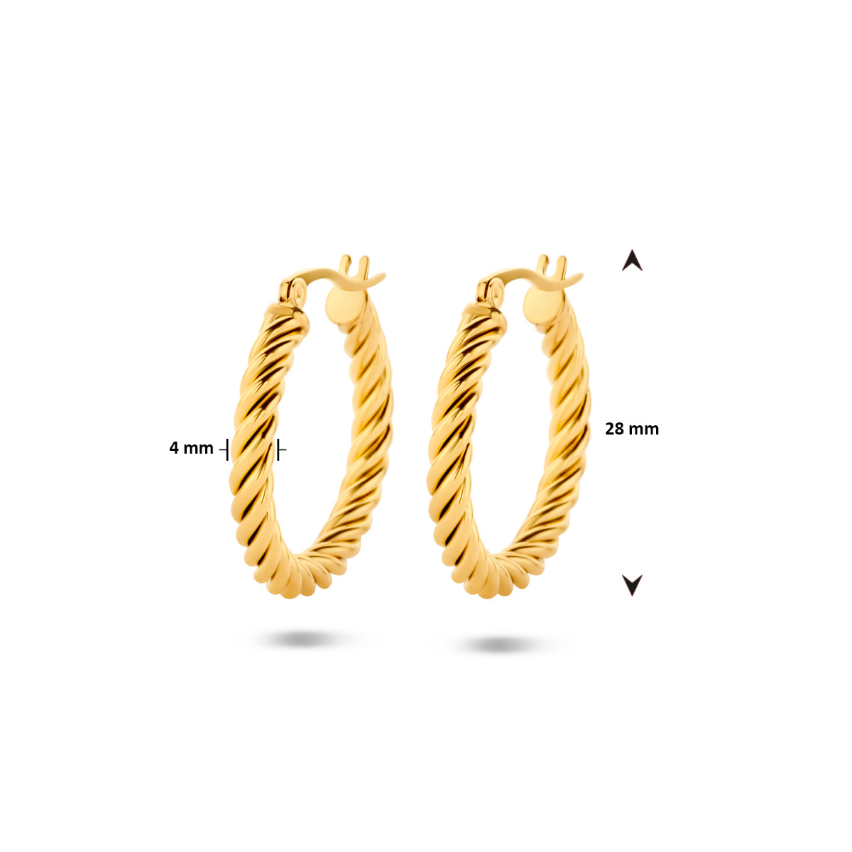 Gouden creool oorbellen 28mm diameter vooraanzicht - City Juwelier