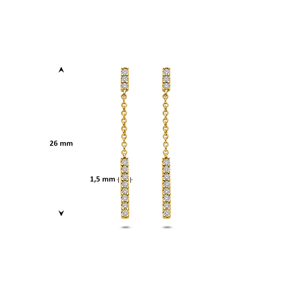 Gouden dames oorbellen met diamant 0.11ct schuin perspectief - City Juwelier
