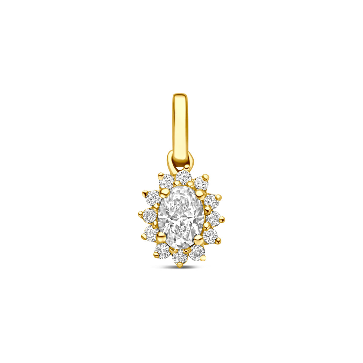 Gouden hanger dames met lab grown diamant in 14K geelgoud vooraanzicht - City Juwelier