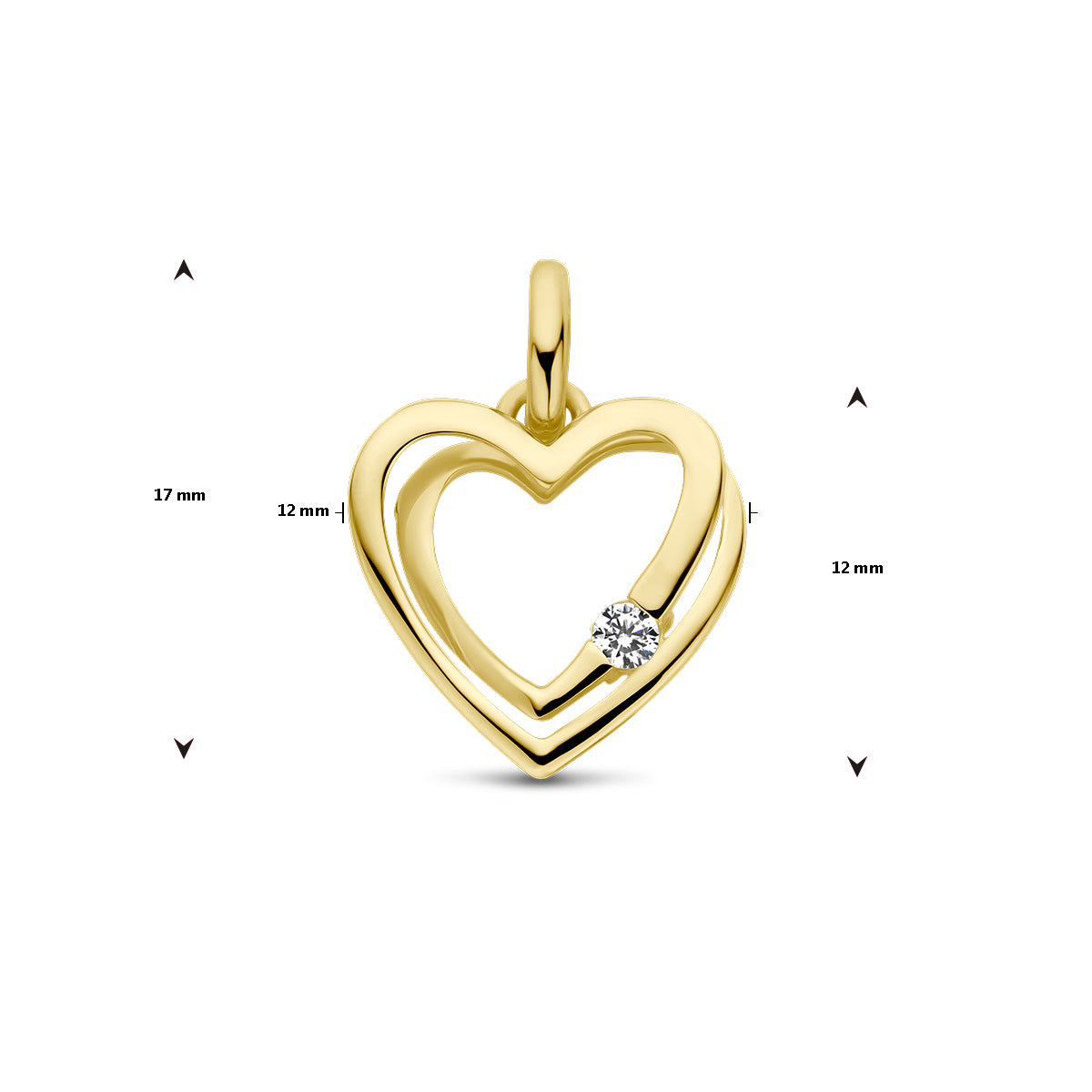 Gouden hart hanger 14K geelgoud Valentijnscadeau voor vrouwen - City Juwelier