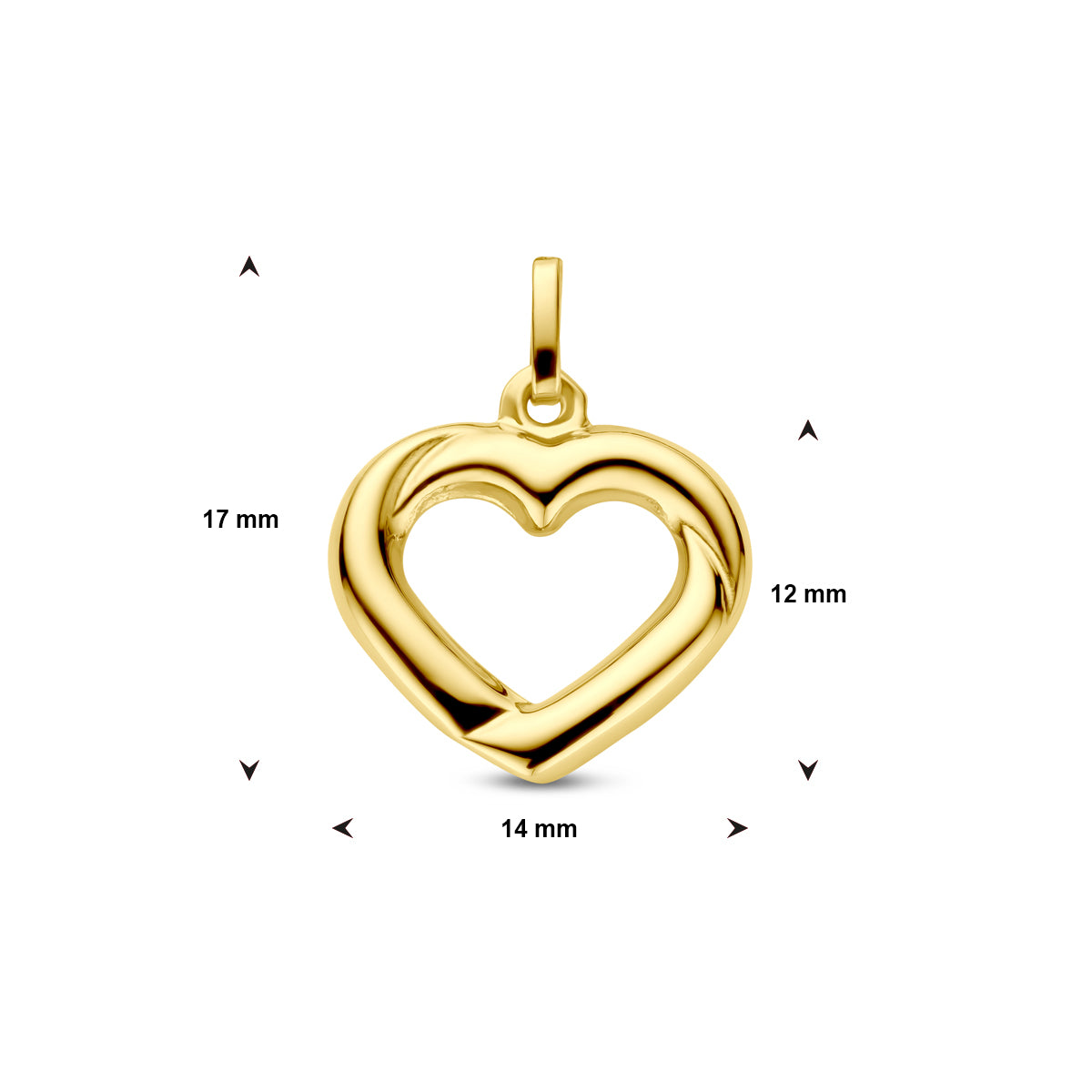 Gouden hart hanger 14K geelgoud vooraanzicht - Tijdloos design - City Juwelier