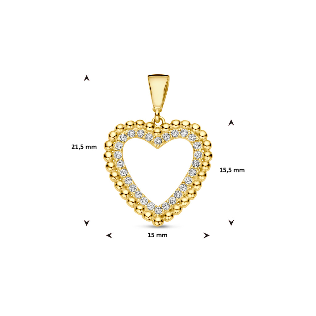 Gouden hart hanger Corazhina vooraanzicht - Romantisch valentijn cadeau - City Juwelier