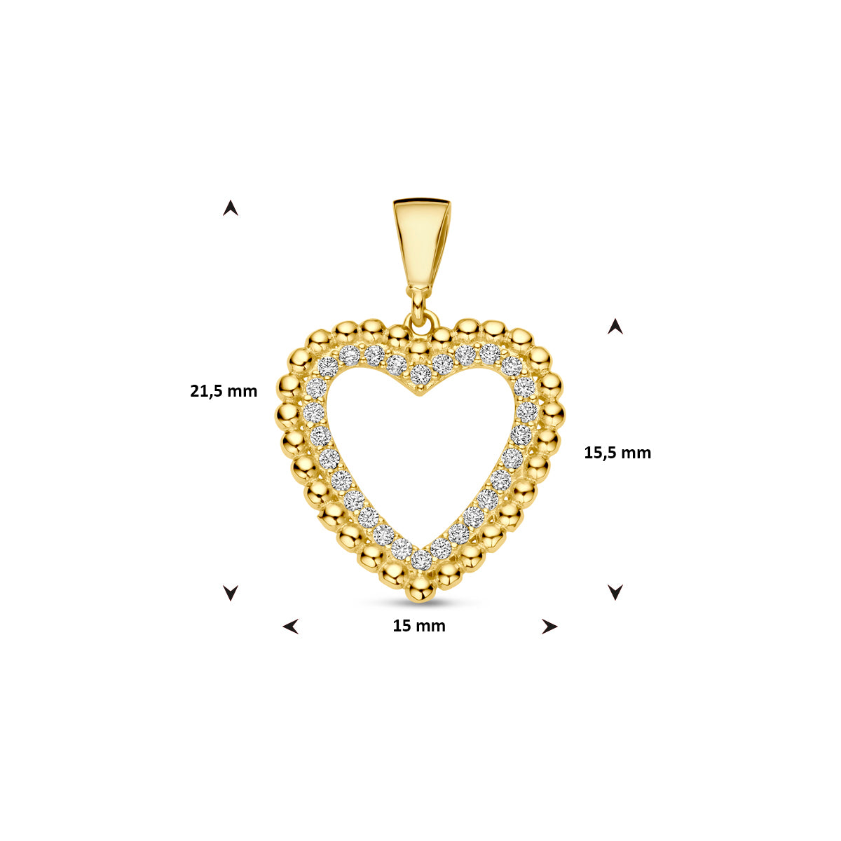 Gouden hart hanger Corazhina vooraanzicht - Romantisch valentijn cadeau - City Juwelier