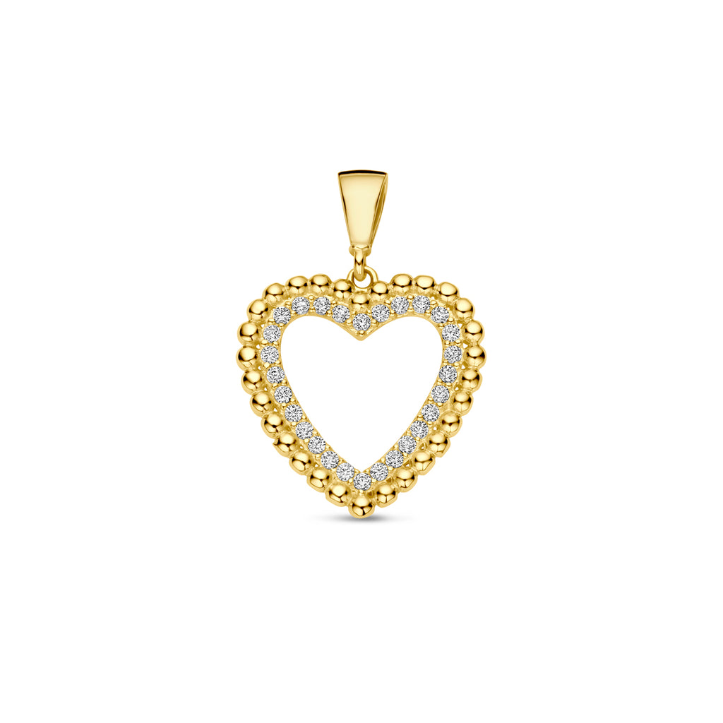 Gouden hart hanger met zirkonia in 14K geelgoud - Valentijn cadeau - City Juwelier