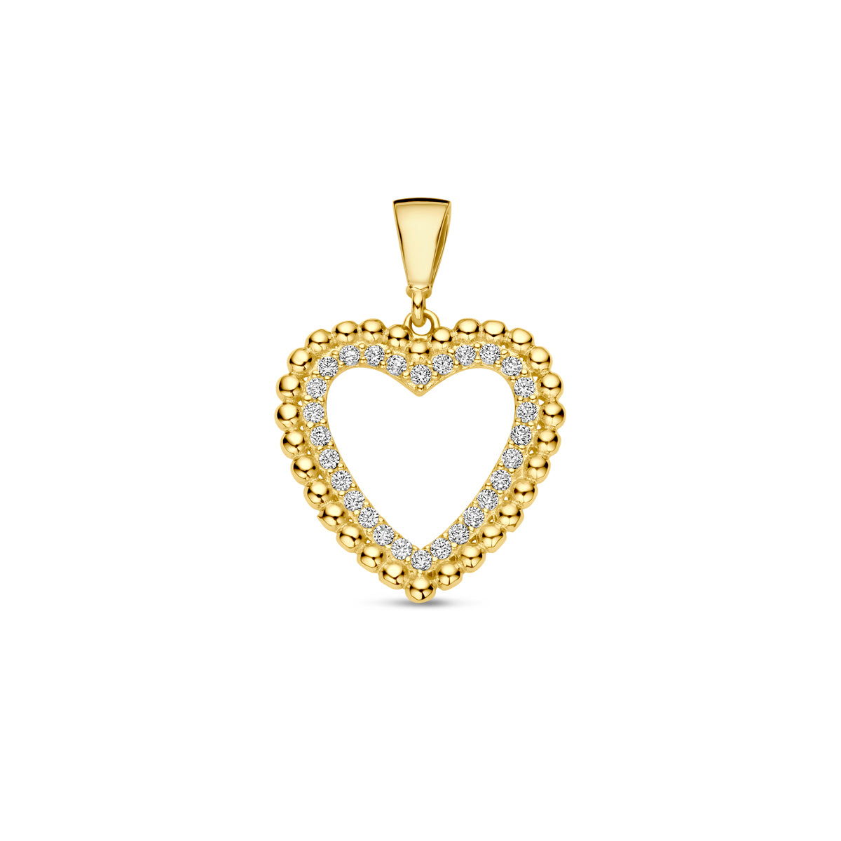 Gouden hart hanger met zirkonia in 14K geelgoud - Valentijn cadeau - City Juwelier