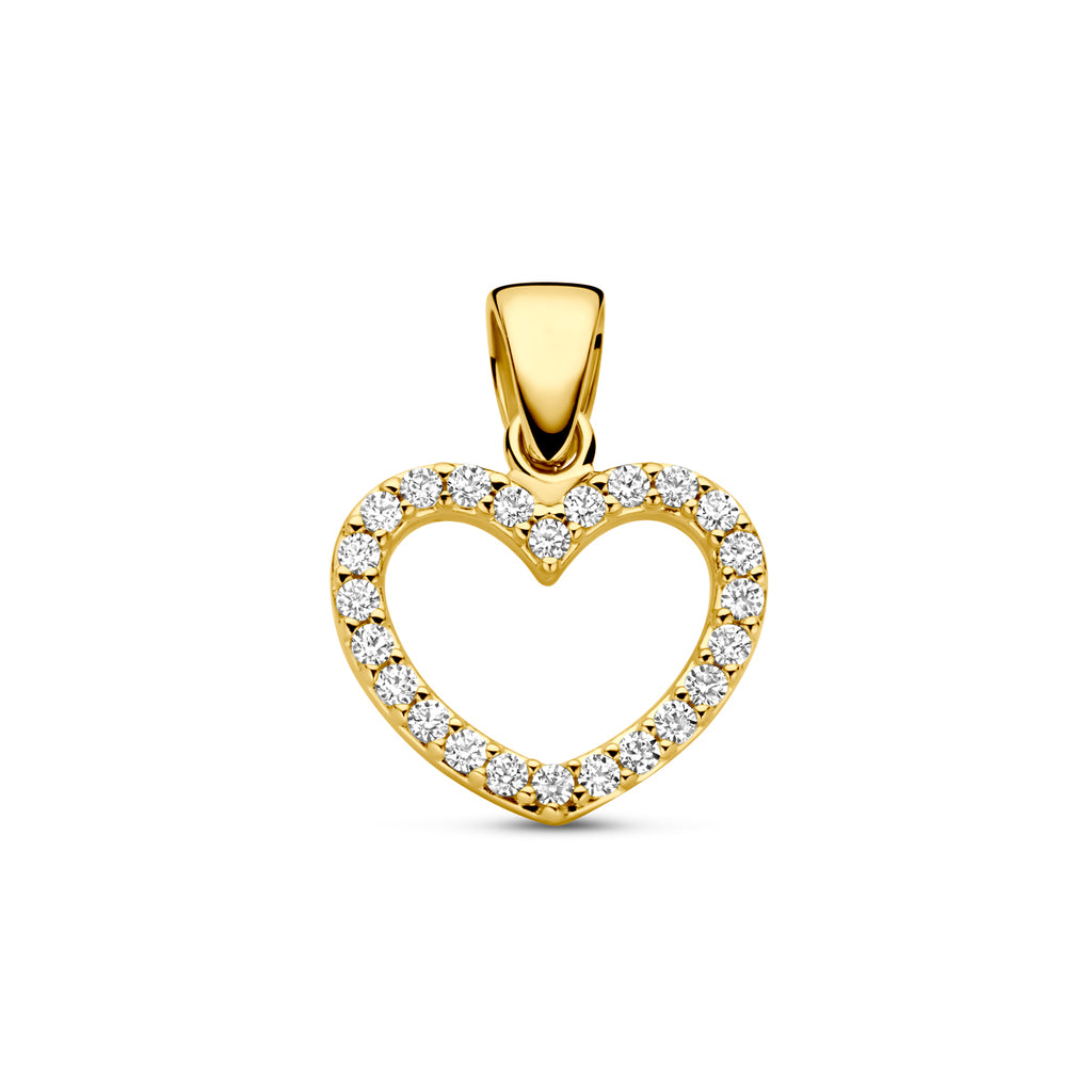 Gouden hart hanger met zirkonia voor vrouwen - City Juwelier