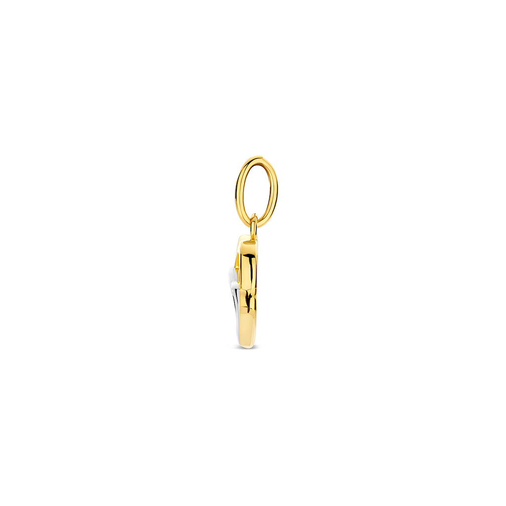 Gouden harthanger 9K bicolor gestift zijaanzicht voor vrouwen - City Juwelier