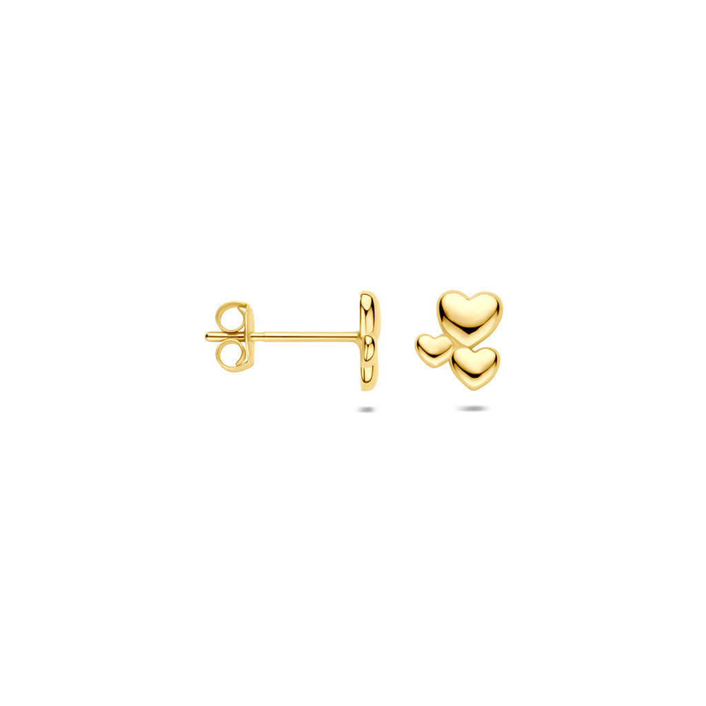 Gouden hartjes oorbellen 9 karaat zijaanzicht dames sieraad - City Juwelier