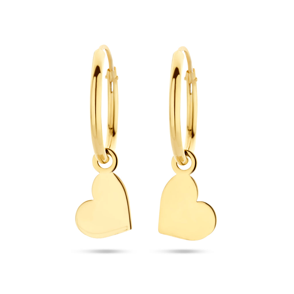 Gouden hartjes oorringen in 14K geelgoud voor vrouwen - City Juwelier