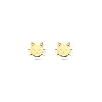 Gouden kat oorknoppen 14K geelgoud voor kinderen - City Juwelier