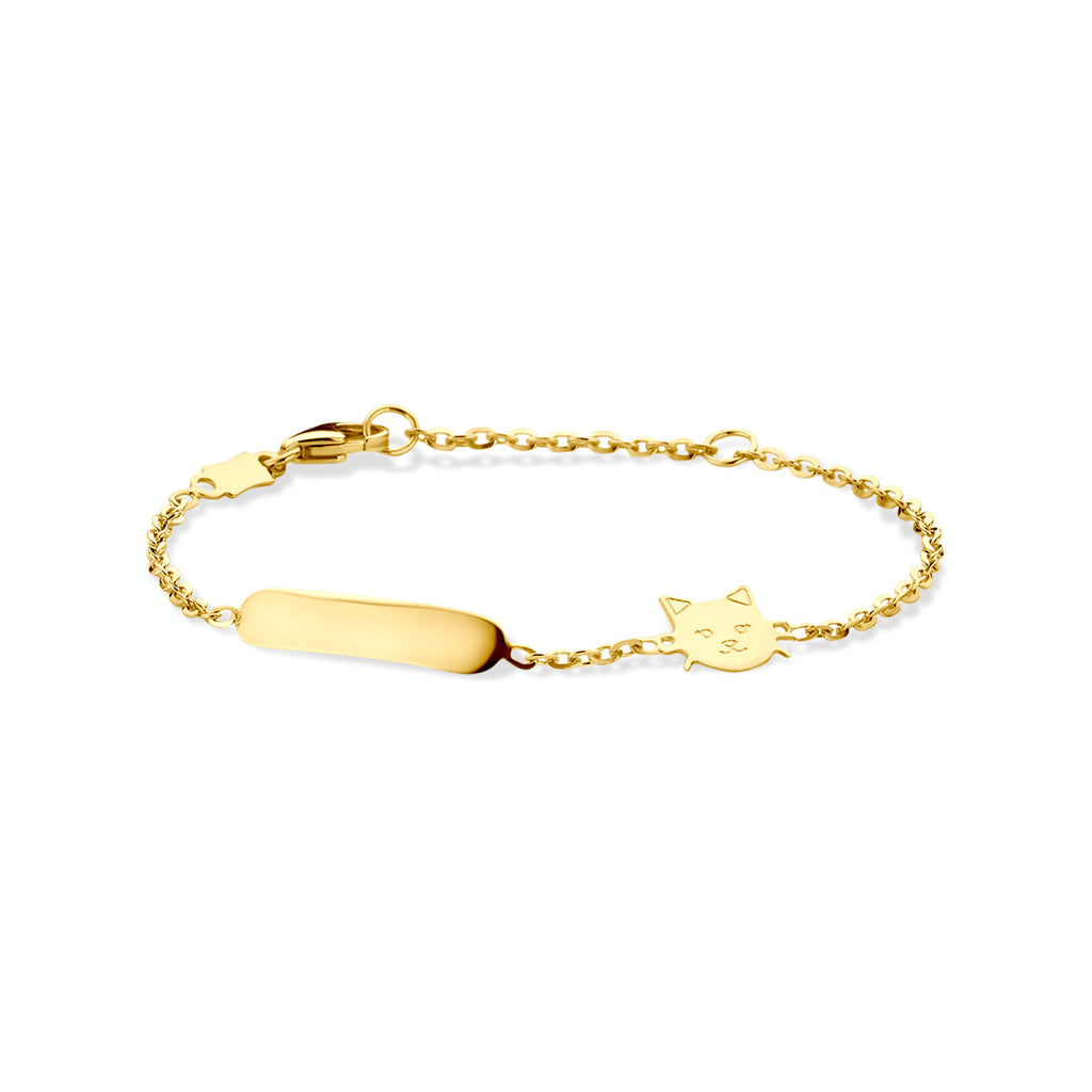 Gouden kinderarmband met kat figuur in 14K geelgoud - City Juwelier