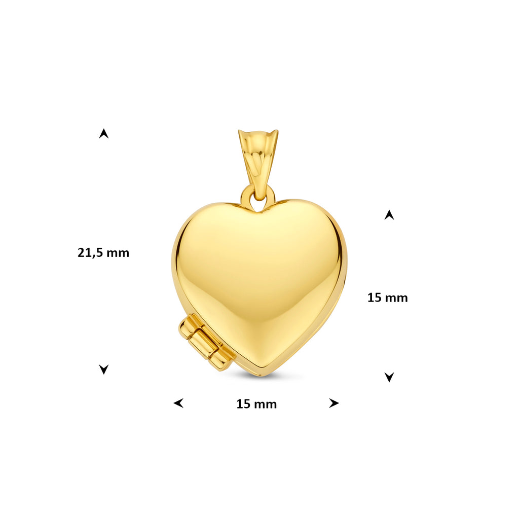 Gouden medaillon hartje gesloten achterzijde 14 karaat voor dames - City Juwelier