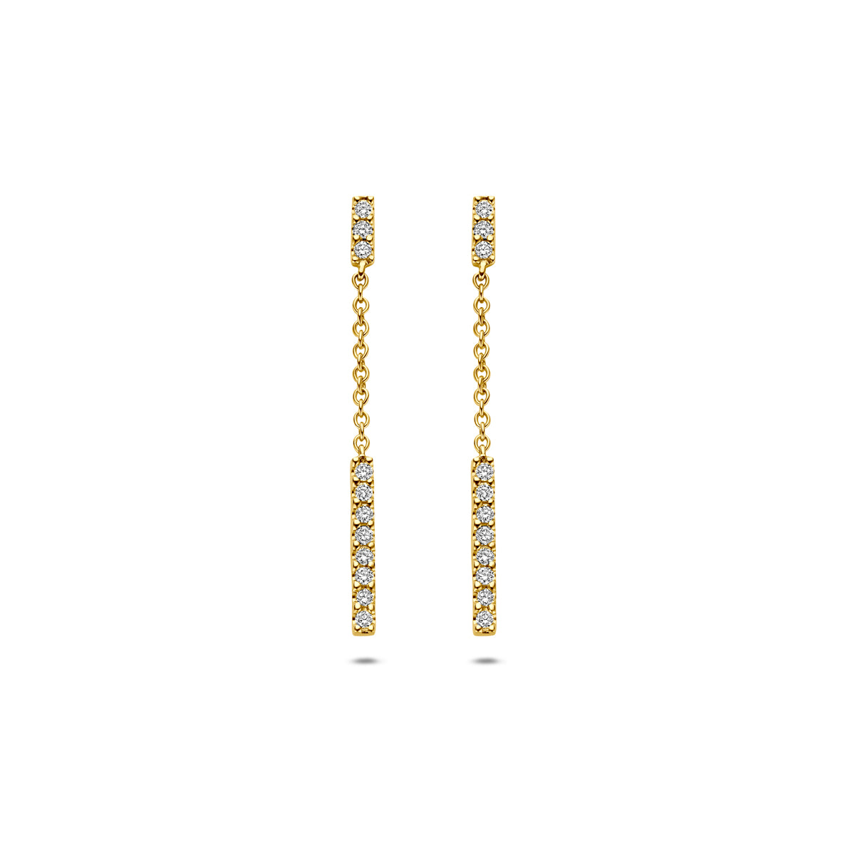 Gouden oorhangers met diamant in 14K geelgoud vooraanzicht voor dames - City Juwelier