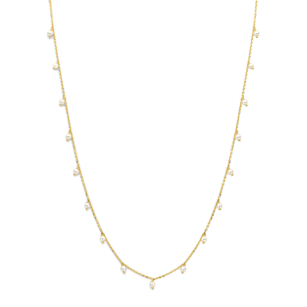 Gouden parelketting 14K geelgoud met parels vooraanzicht voor dames - City Juwelier