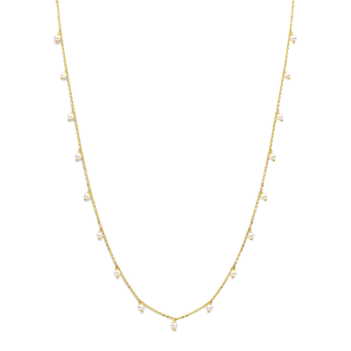 Gouden parelketting 14K geelgoud met parels vooraanzicht voor dames - City Juwelier