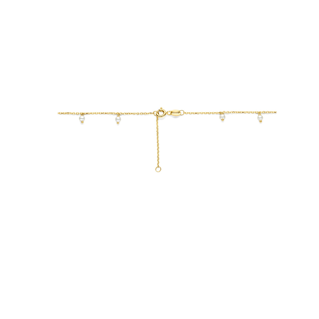 Gouden parelketting Perlavia zijaanzicht met delicate schakels voor dames - City Juwelier