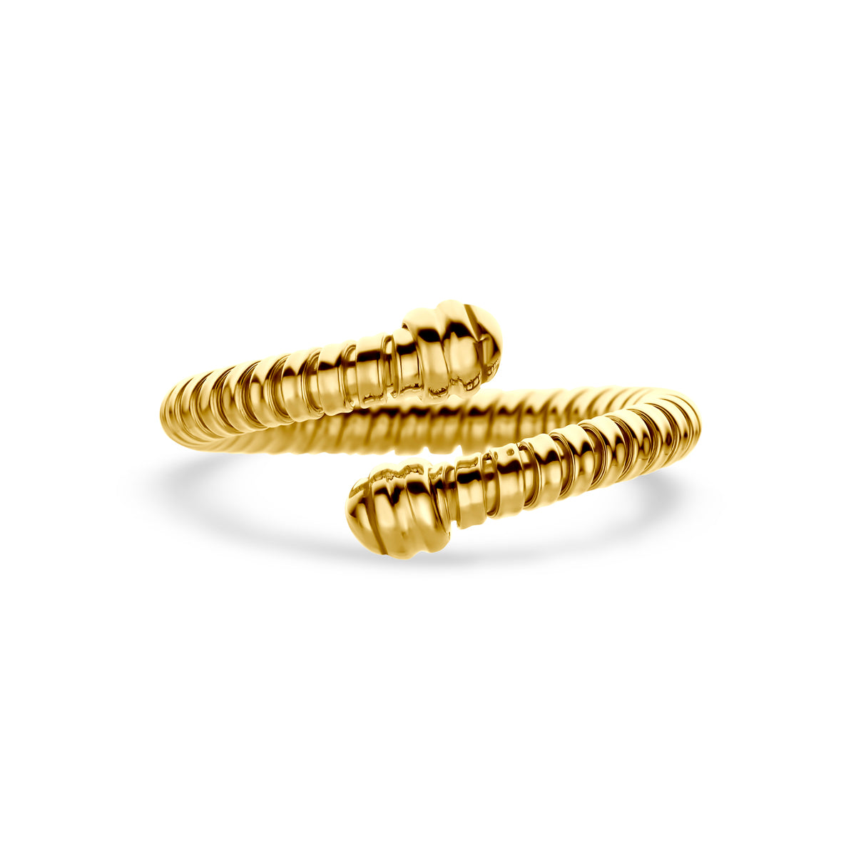 Gouden ring 14K geelgoud schuin aanzicht statement ring vrouw - City Juwelier
