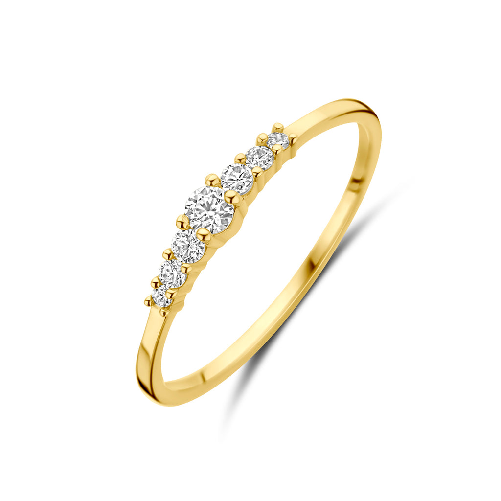Gouden ring dames met zirkonia in 9K geelgoud vooraanzicht - City Juwelier
