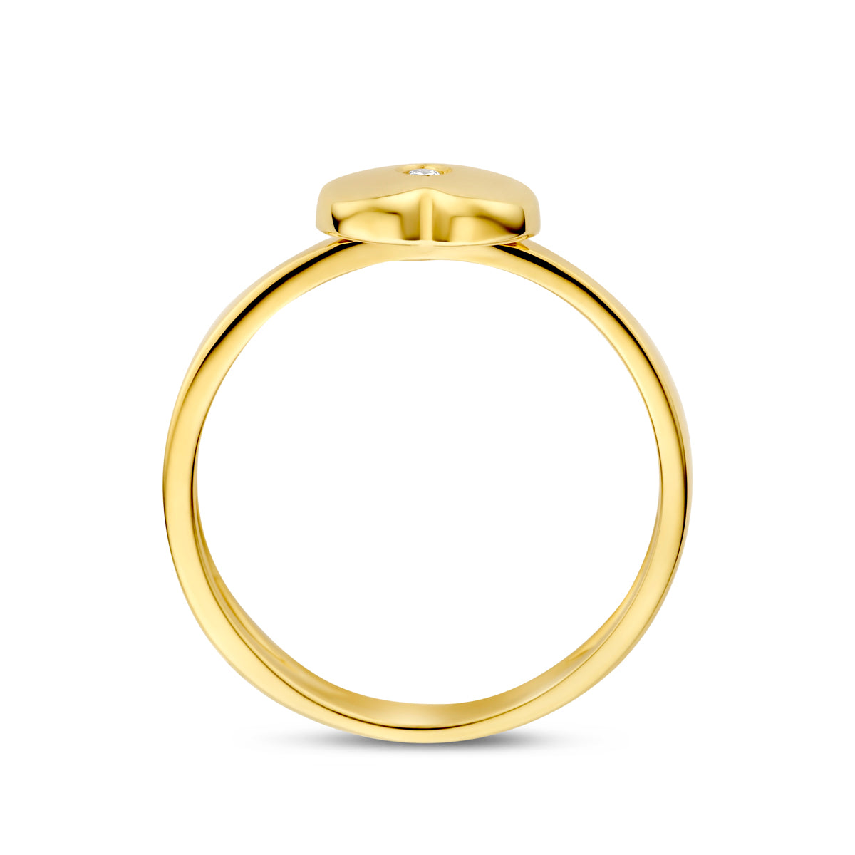 Gouden ring met hart en diamant voor kinderen zijaanzicht - City Juwelier