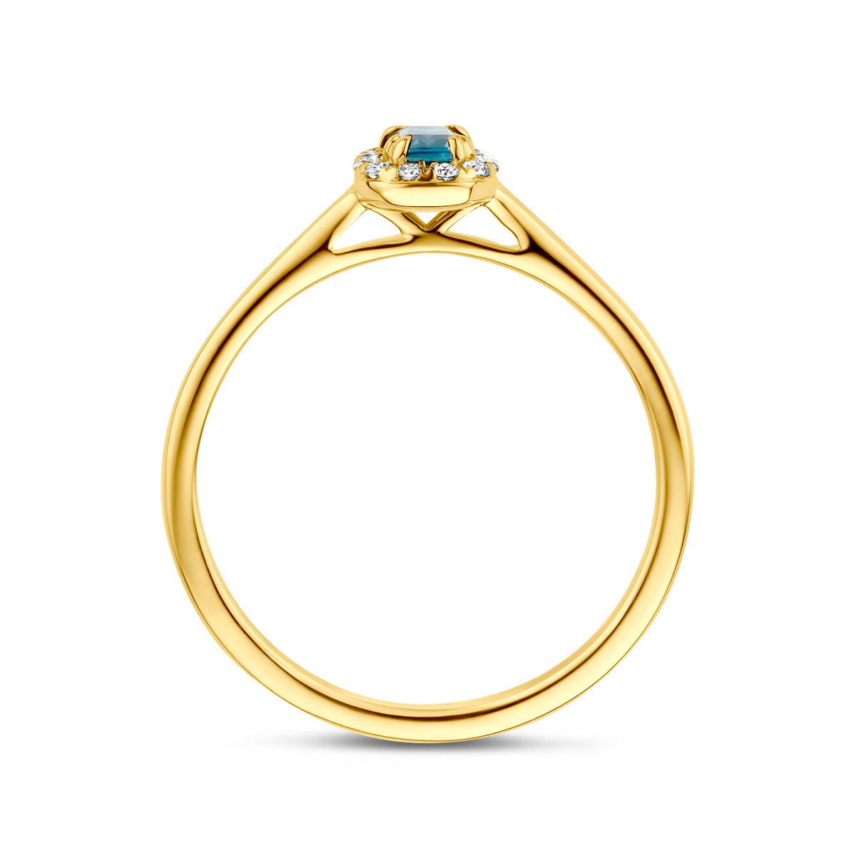 Gouden ring met London Blue Topaas zijaanzicht voor vrouwen - City Juwelier