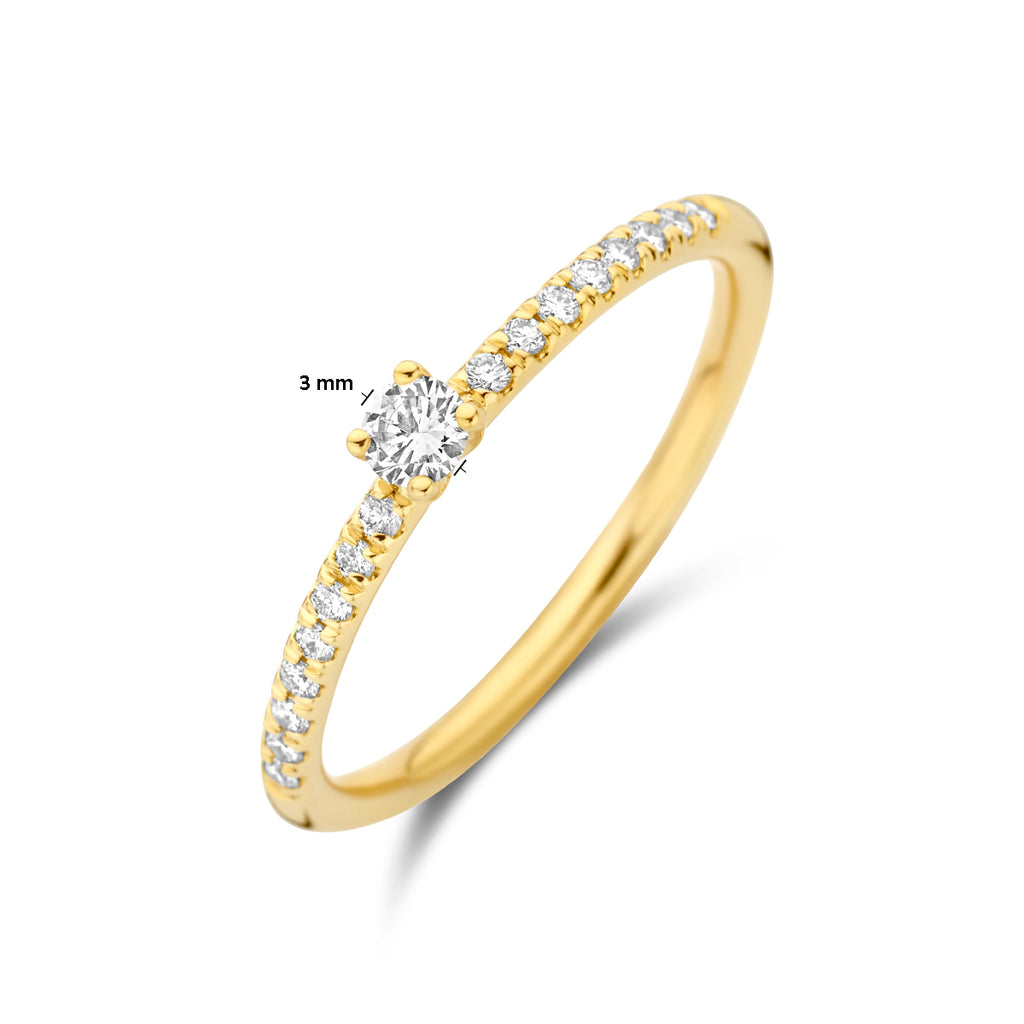 Gouden ring met schitterende diamanten vooraanzicht - City Juwelier