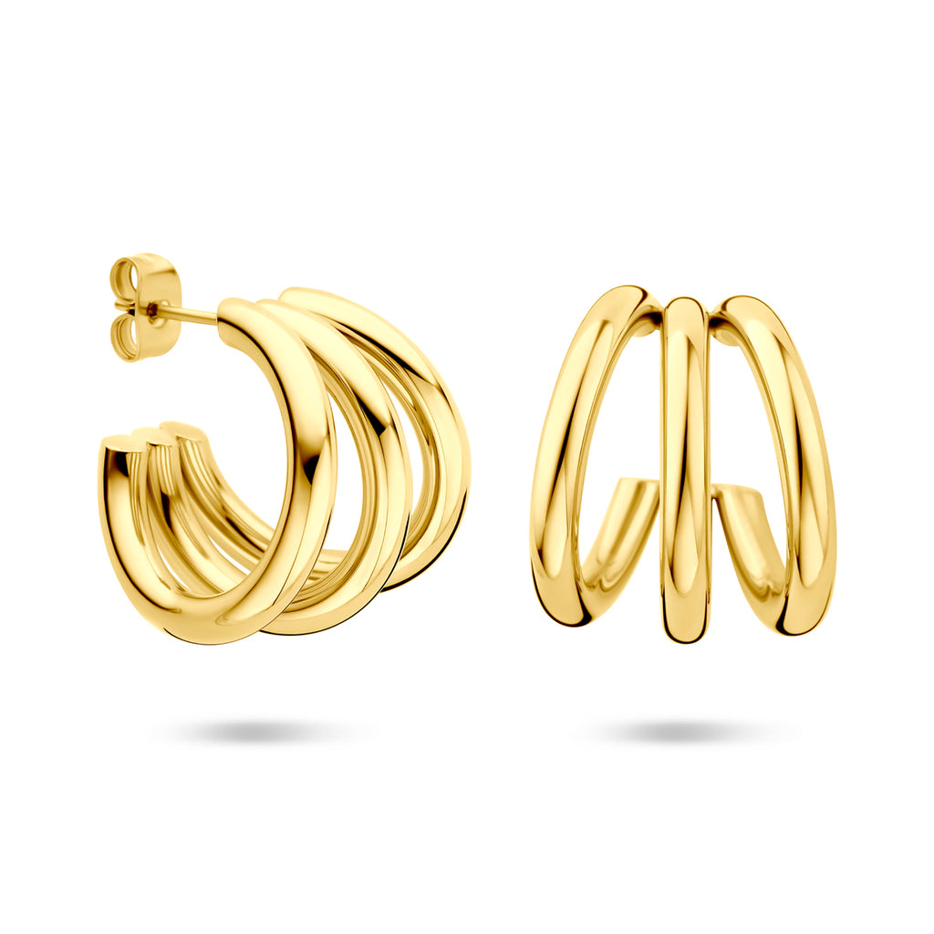 Gouden stekeroorringen 21mm vooraanzicht - City Juwelier