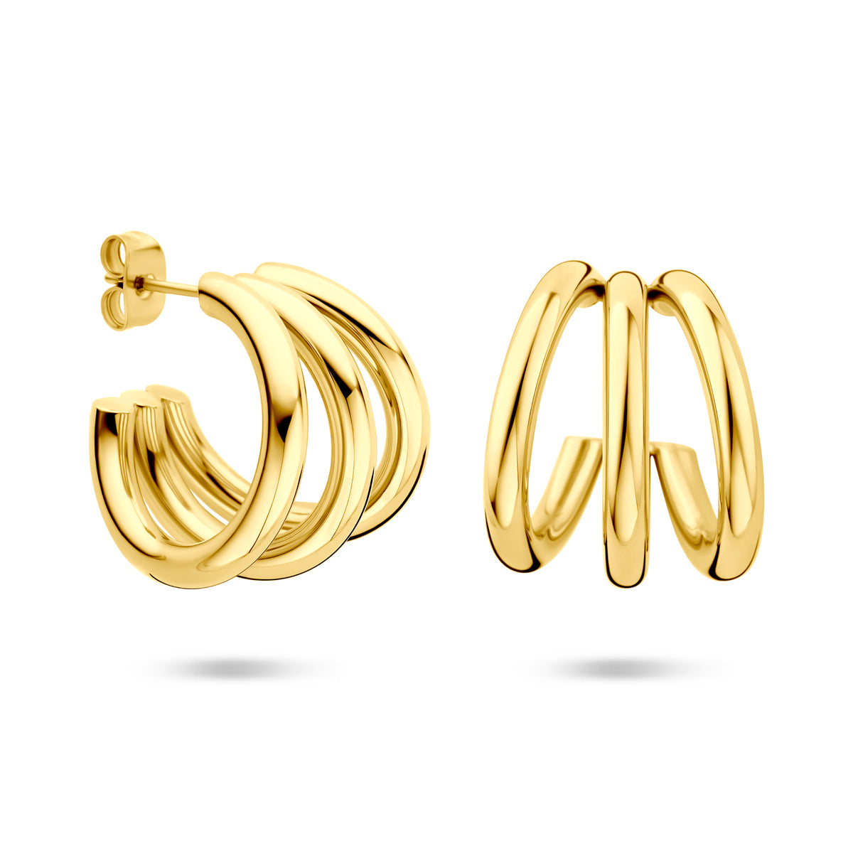 Gouden stekeroorringen 21mm vooraanzicht - City Juwelier