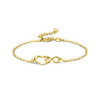 Goudkleurige verguld zilveren armband met hart en infinity symbool voor vrouwen - City Juwelier