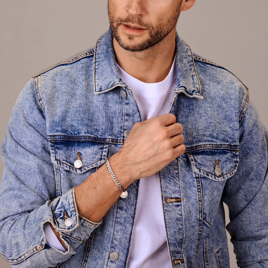 Gourmanda zilveren schakelarmband voor mannen close-up van schakels zilverkleurig - City Juwelier