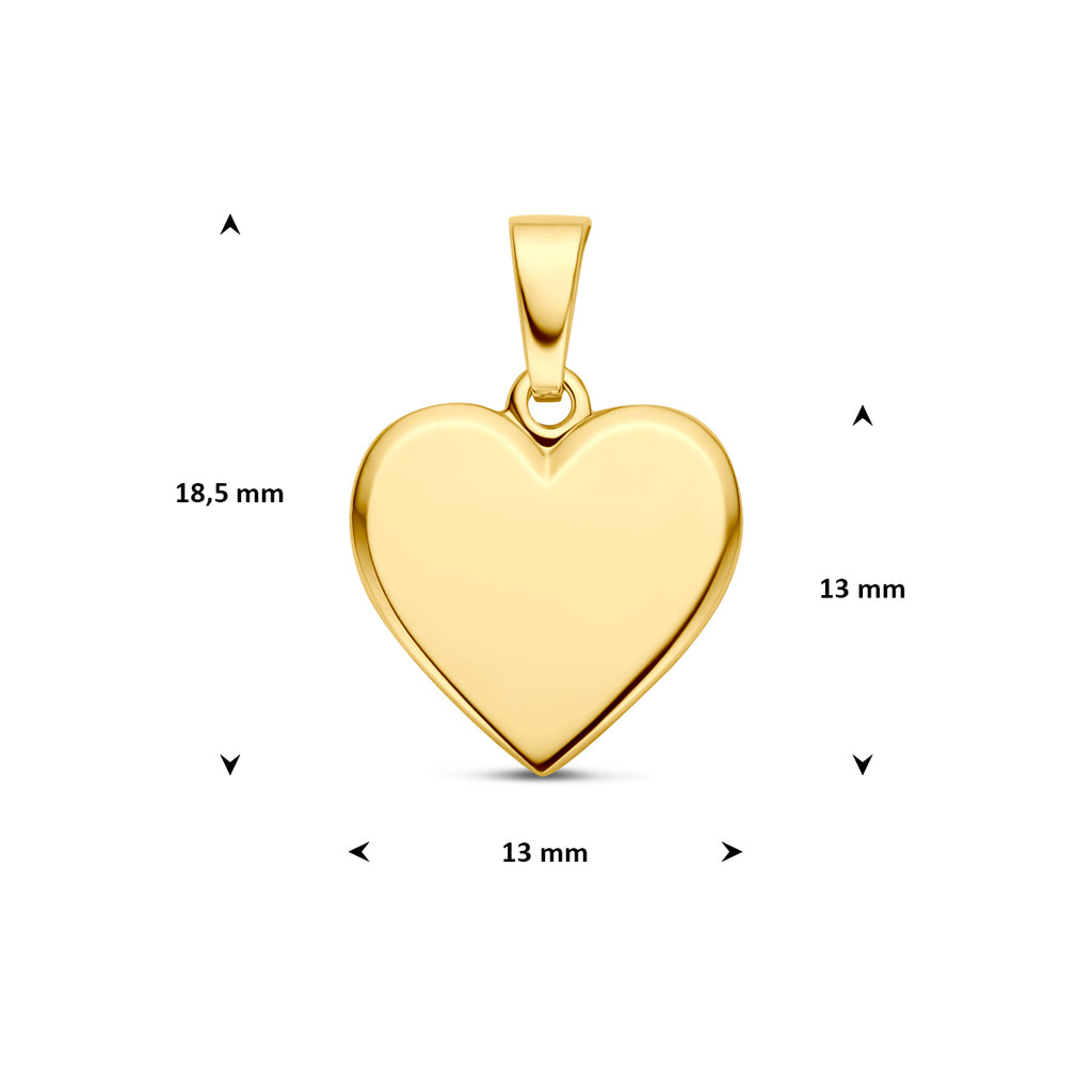 Hartvormige gouden hanger geelgoud graveerbaar voor haar - City Juwelier