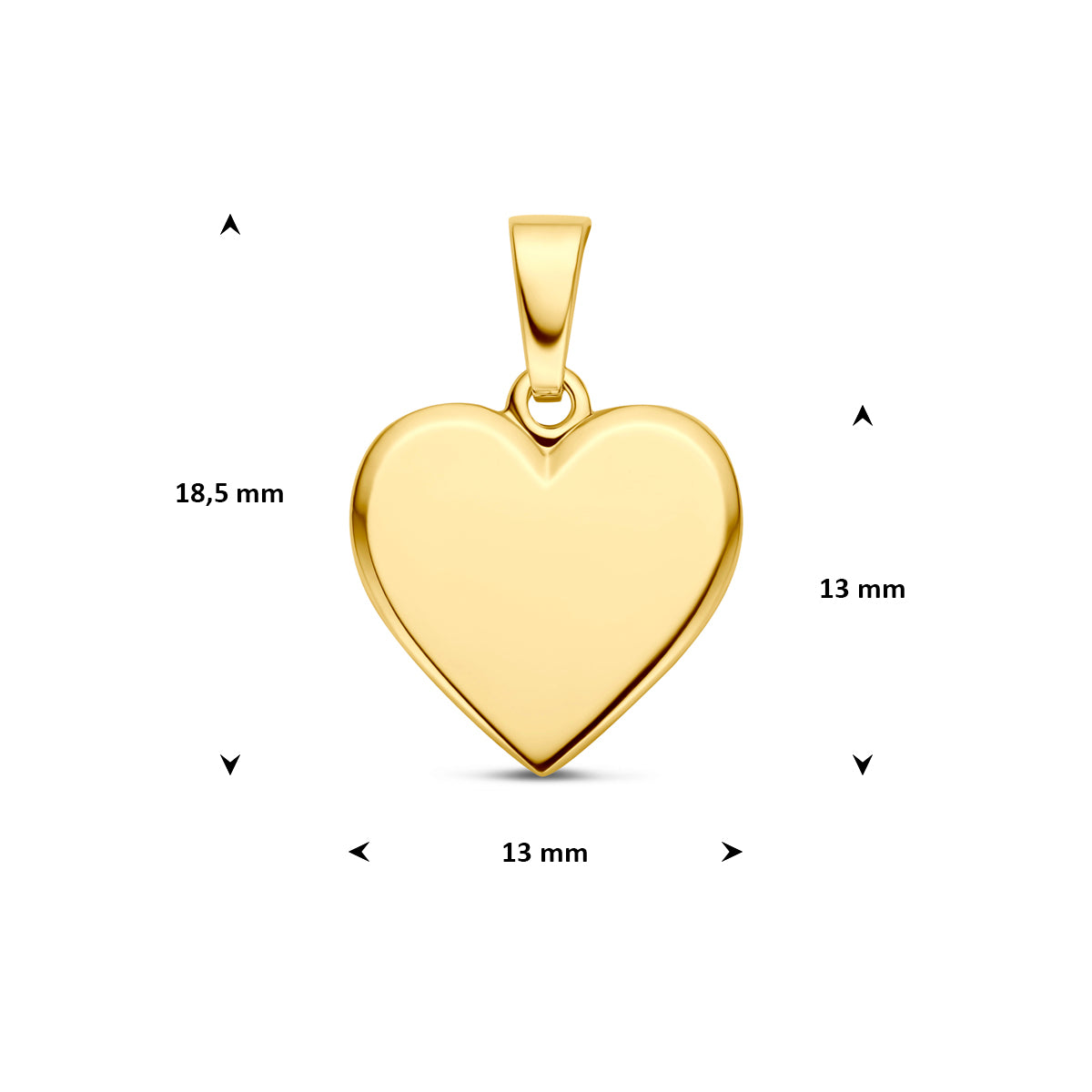 Hartvormige gouden hanger geelgoud graveerbaar voor haar - City Juwelier