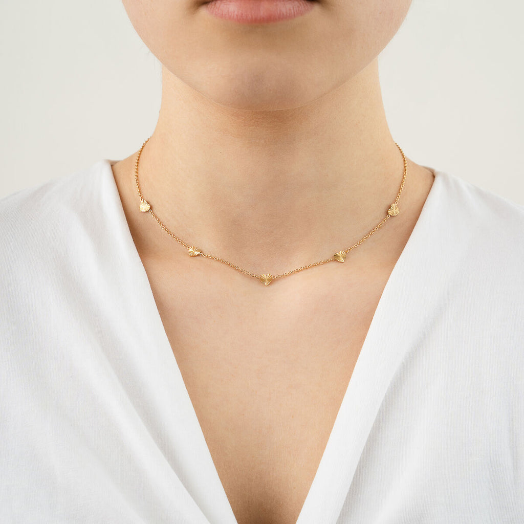 Valentara - Gouden Hartjes Ketting - Stainless Steel