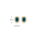 Luxe geelgouden oorknoppen met London Blue topaas sfeerfoto voor dames - City Juwelier