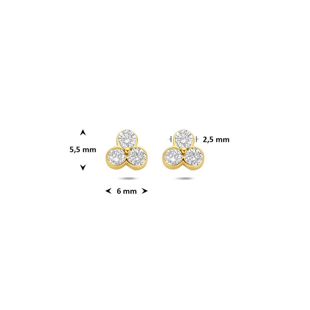 Luxe geelgouden oorknoppen voor dames met fonkelende diamant detail - City Juwelier