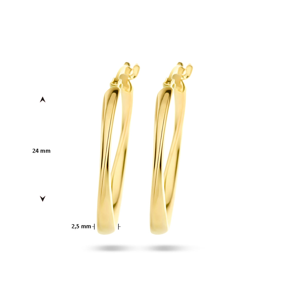 Luxe gouden dames creolen zijaanzicht gedraaid detail - City Juwelier