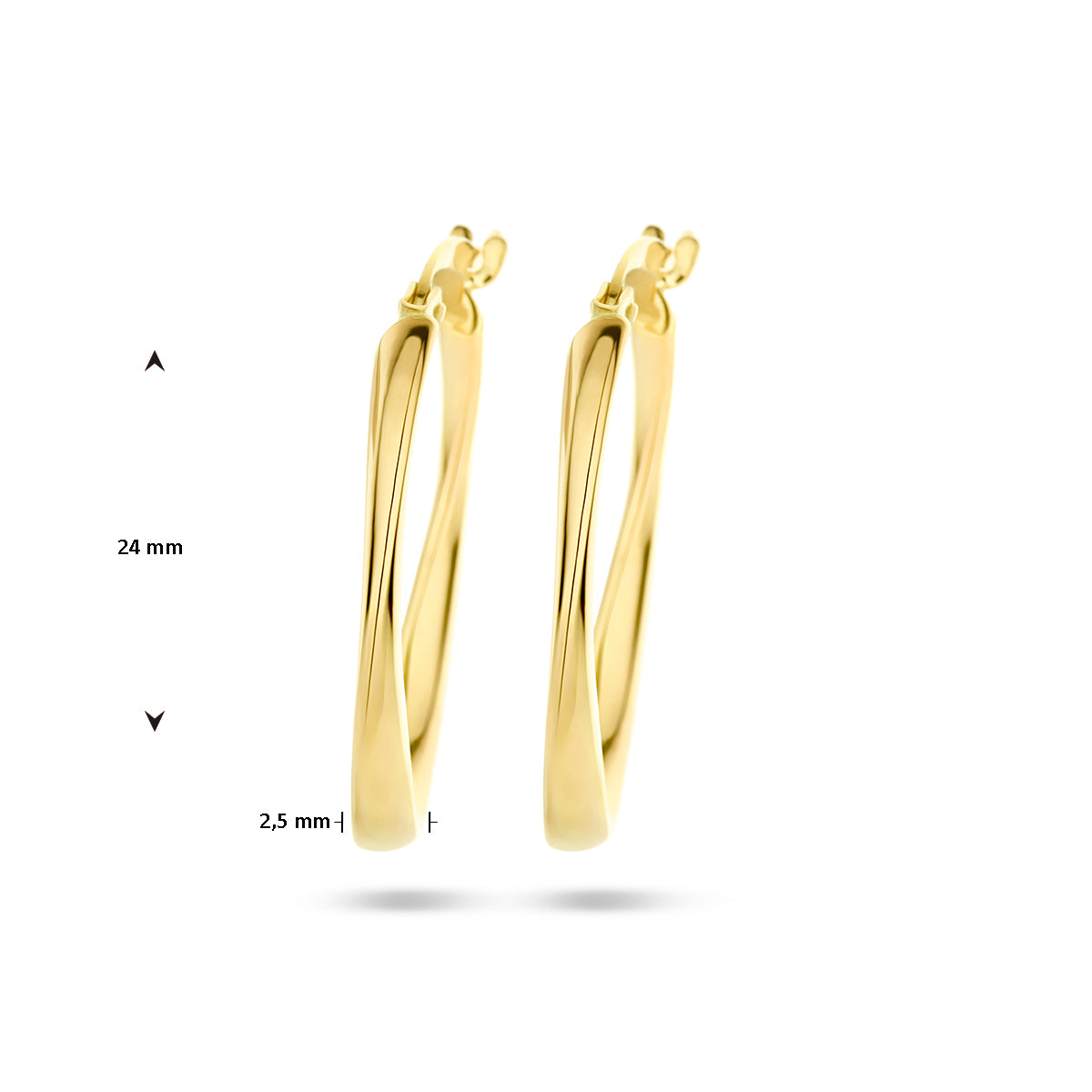 Luxe gouden dames creolen zijaanzicht gedraaid detail - City Juwelier