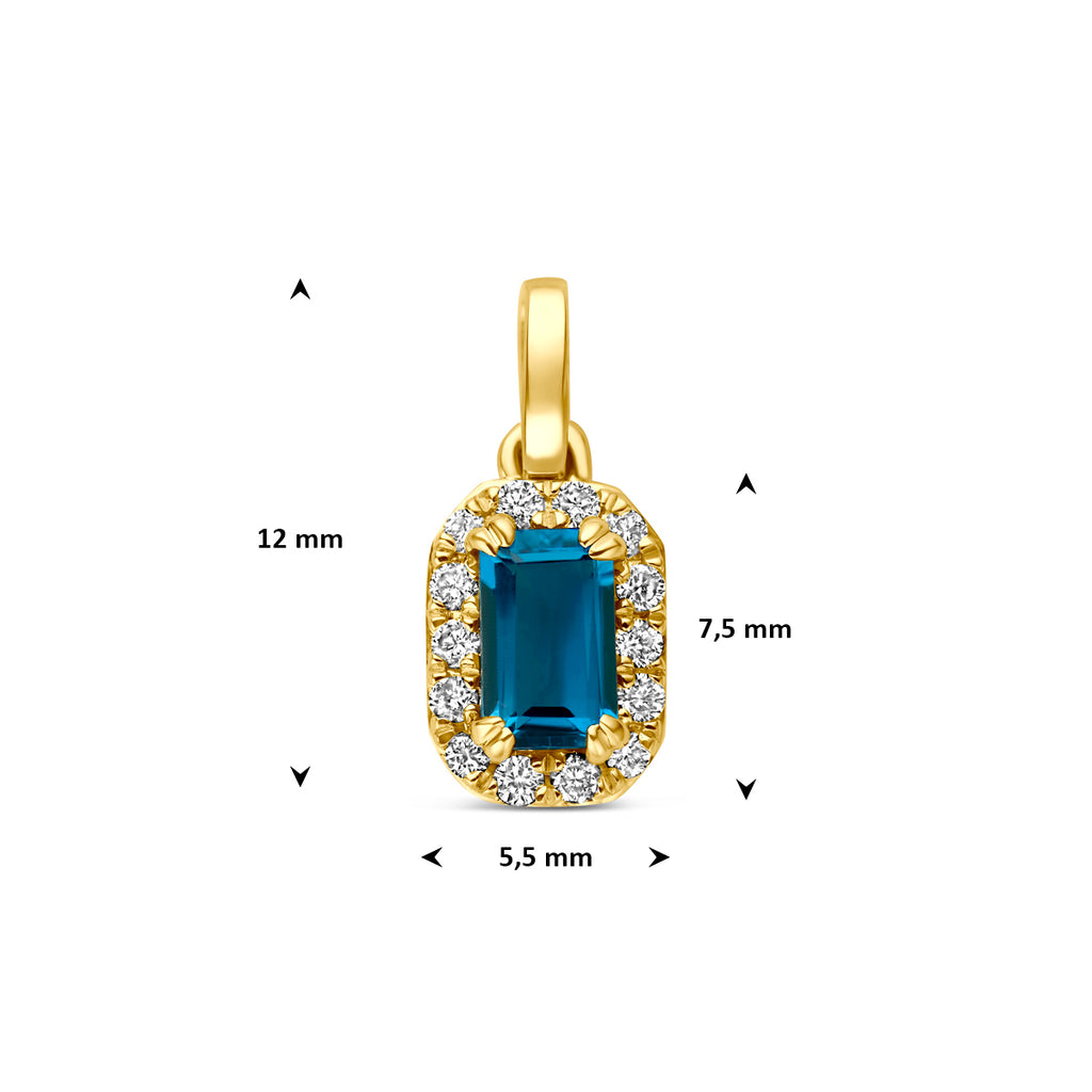 Luxe hanger geelgoud met topaas en diamant schuin perspectief - City Juwelier
